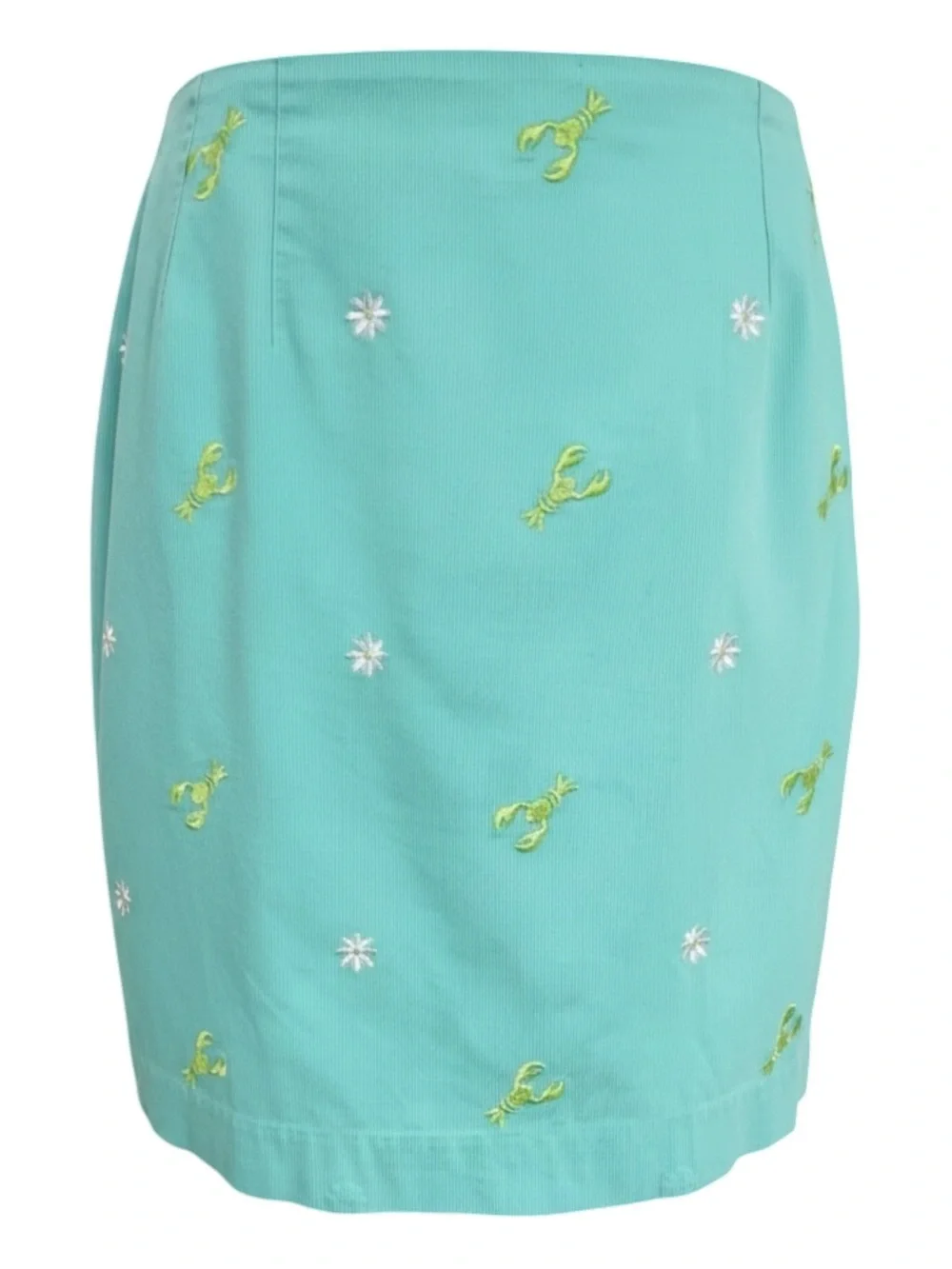 Vintage Lilly Pulitzer White Label Lobster Embroidered Mini Skirt Blue Green 8